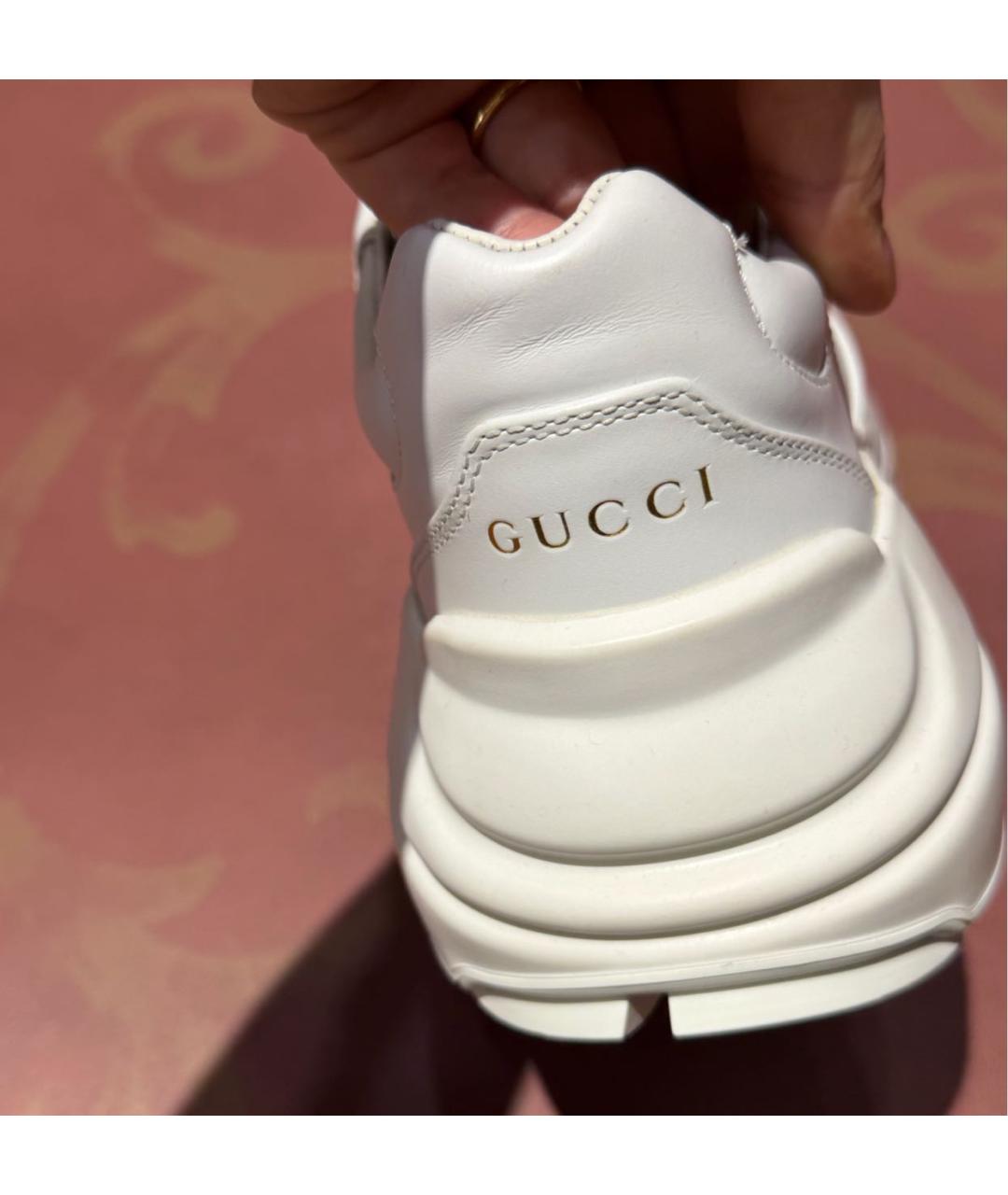 GUCCI Белые кожаные кроссовки, фото 3