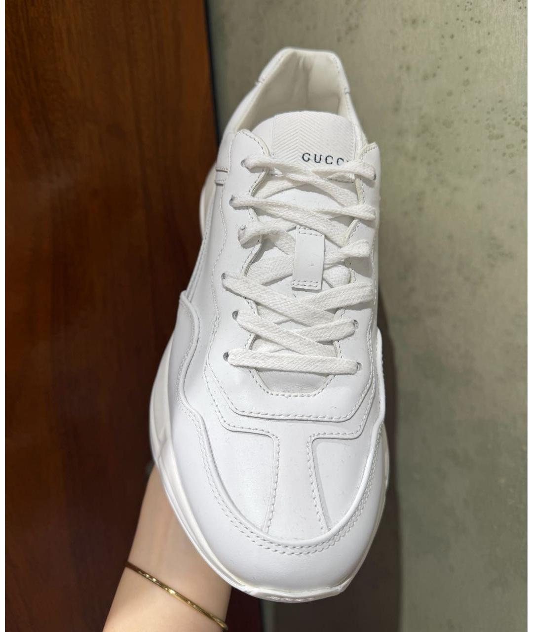 GUCCI Белые кожаные кроссовки, фото 6