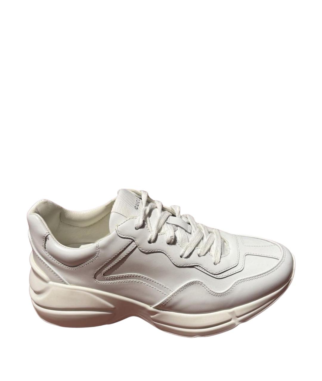 GUCCI Белые кожаные кроссовки, фото 1