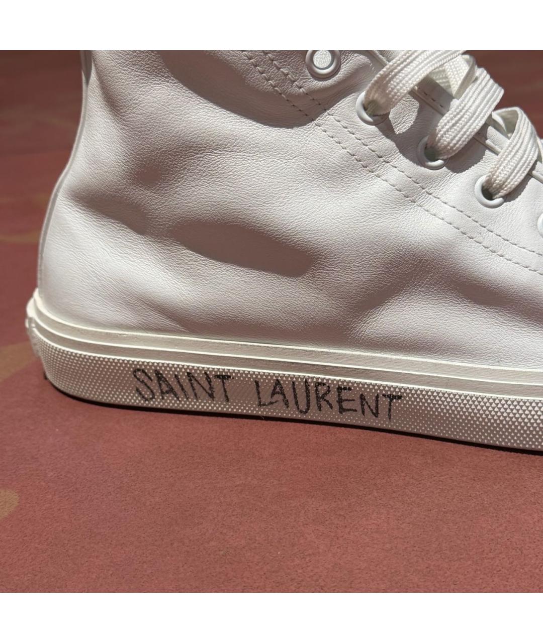 SAINT LAURENT Белые кожаные кеды, фото 2