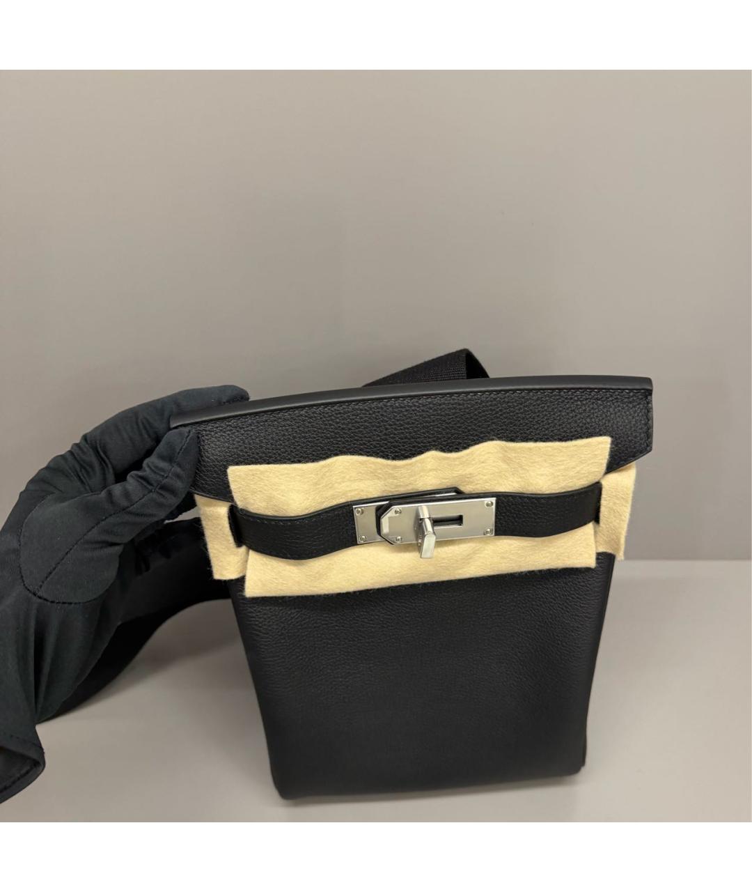 HERMES Черная кожаная сумка на плечо, фото 4