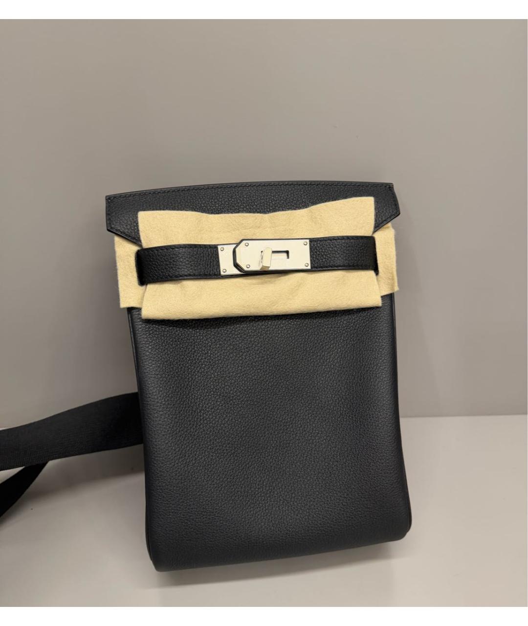 HERMES Черная кожаная сумка на плечо, фото 3