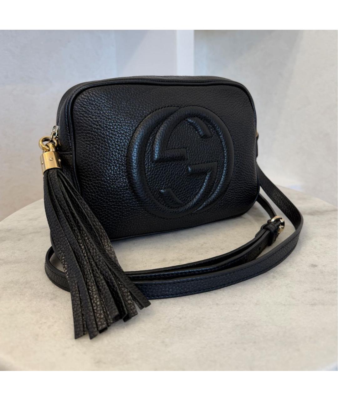 GUCCI Черная кожаная сумка через плечо, фото 3