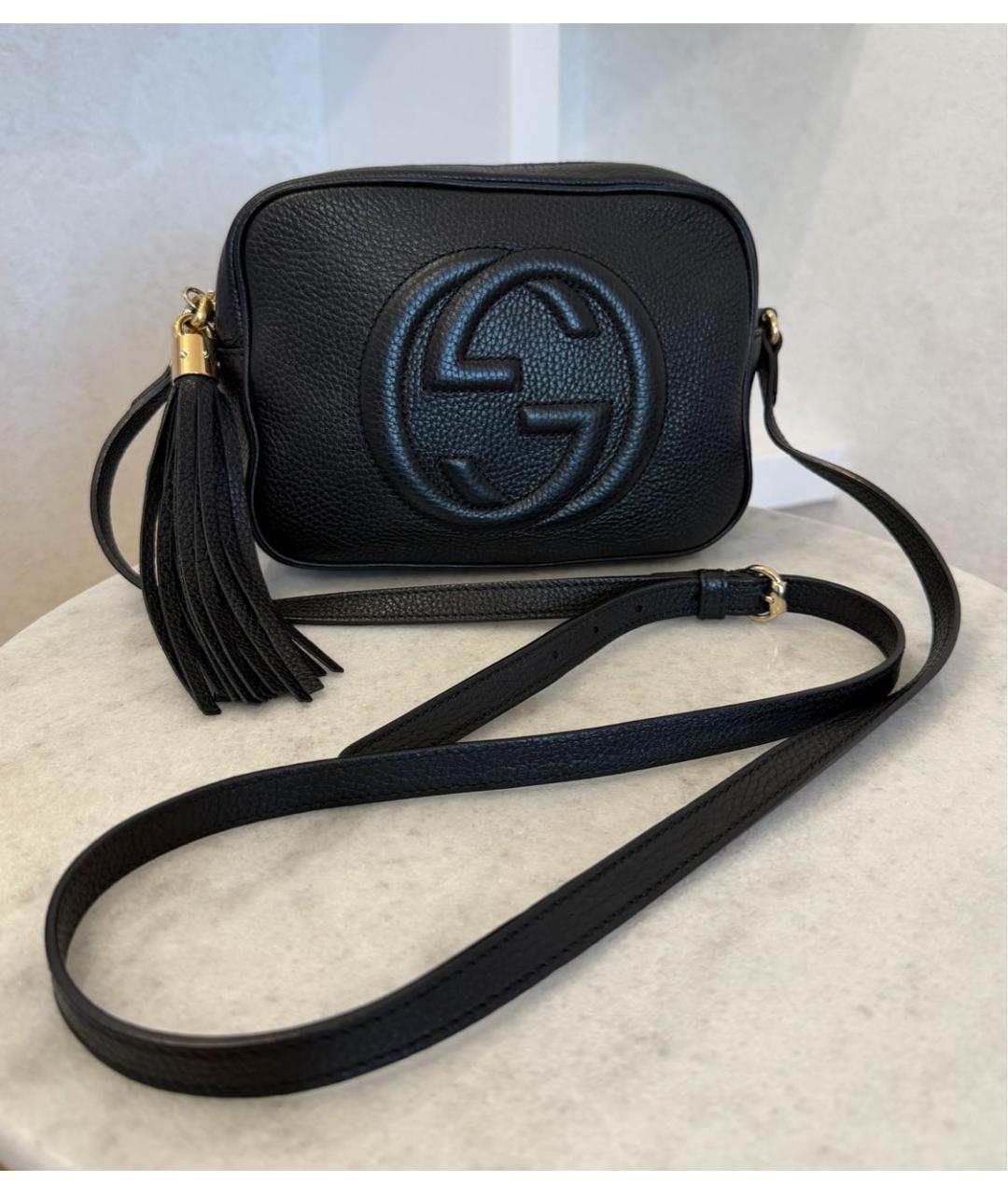 GUCCI Черная кожаная сумка через плечо, фото 5