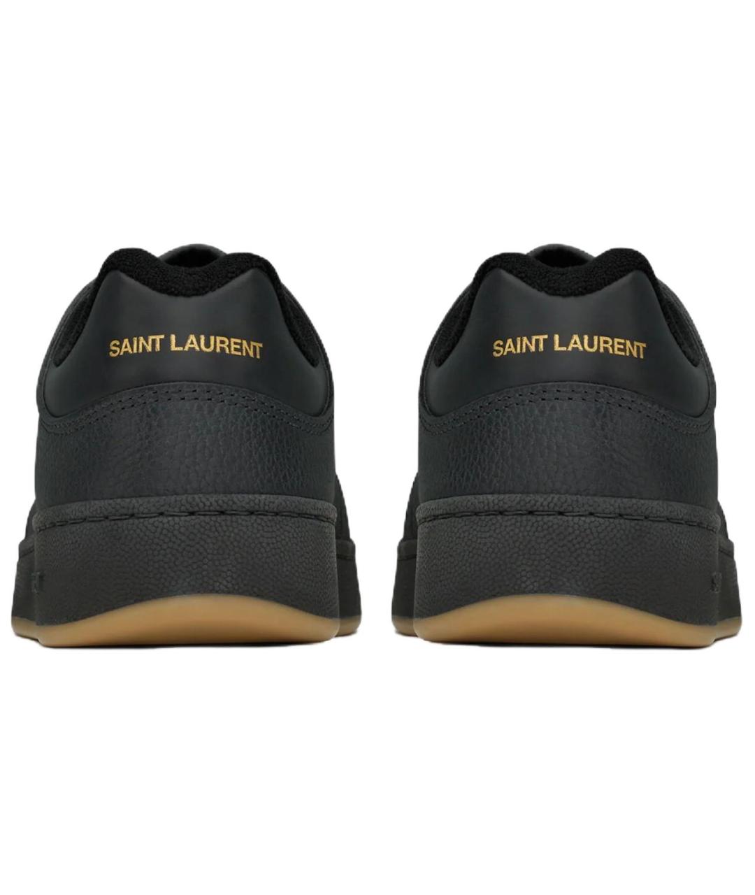SAINT LAURENT Черные кожаные низкие кроссовки / кеды, фото 5