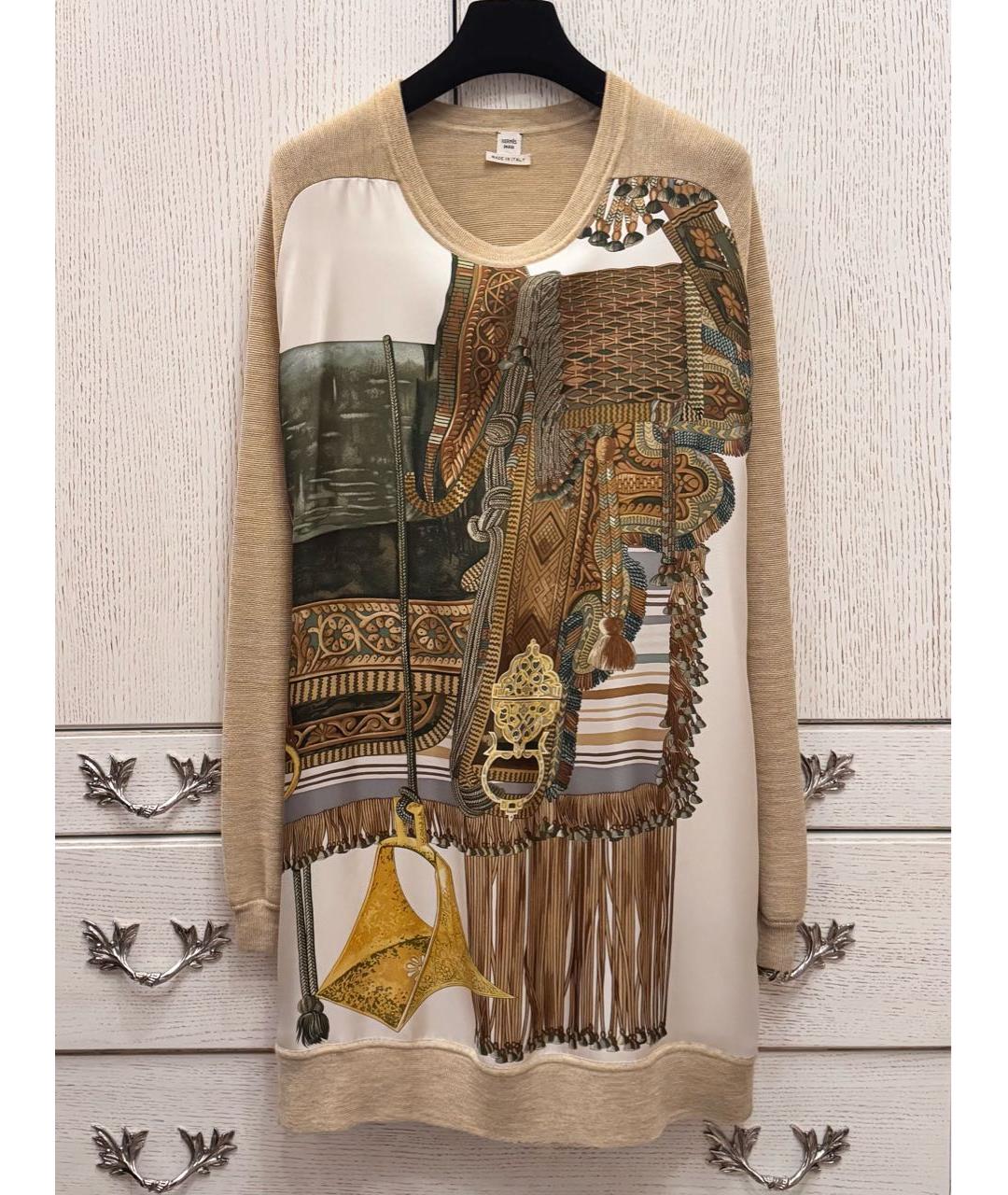 HERMES Мульти шерстяное платье, фото 6