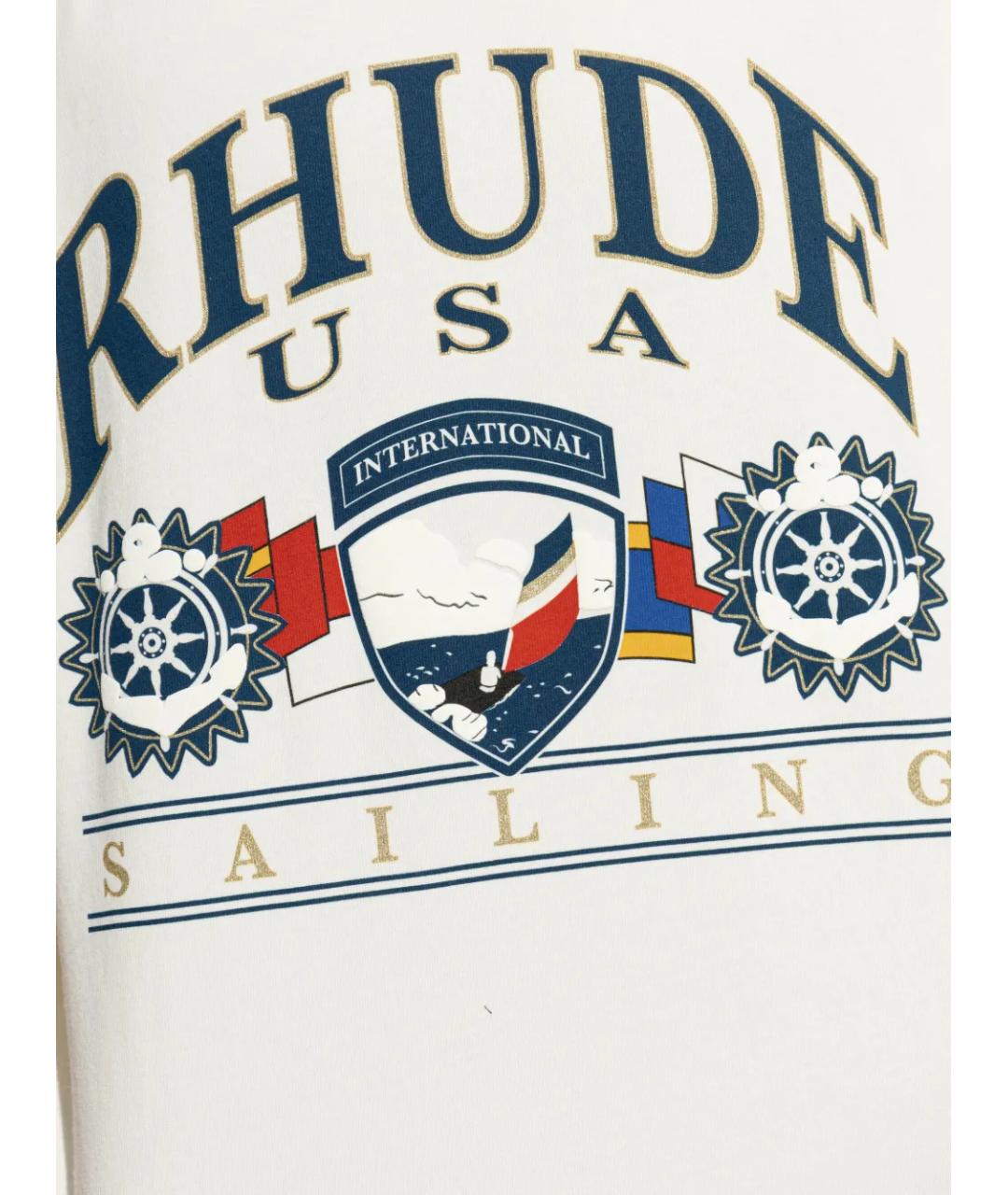 RHUDE Белая хлопковая футболка, фото 5