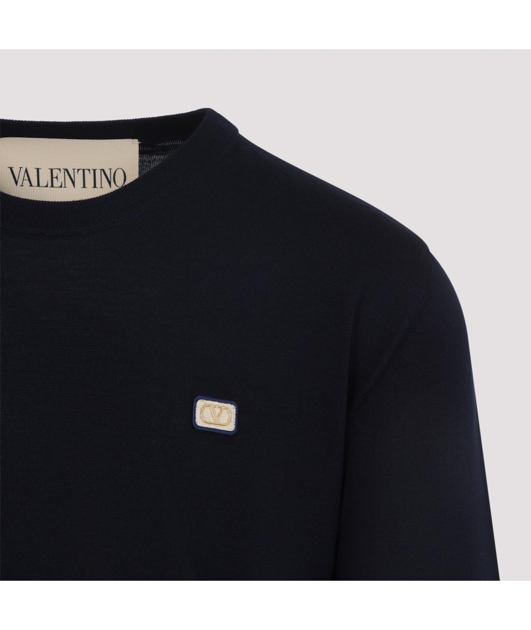 VALENTINO Темно-синий шерстяной джемпер / свитер, фото 4