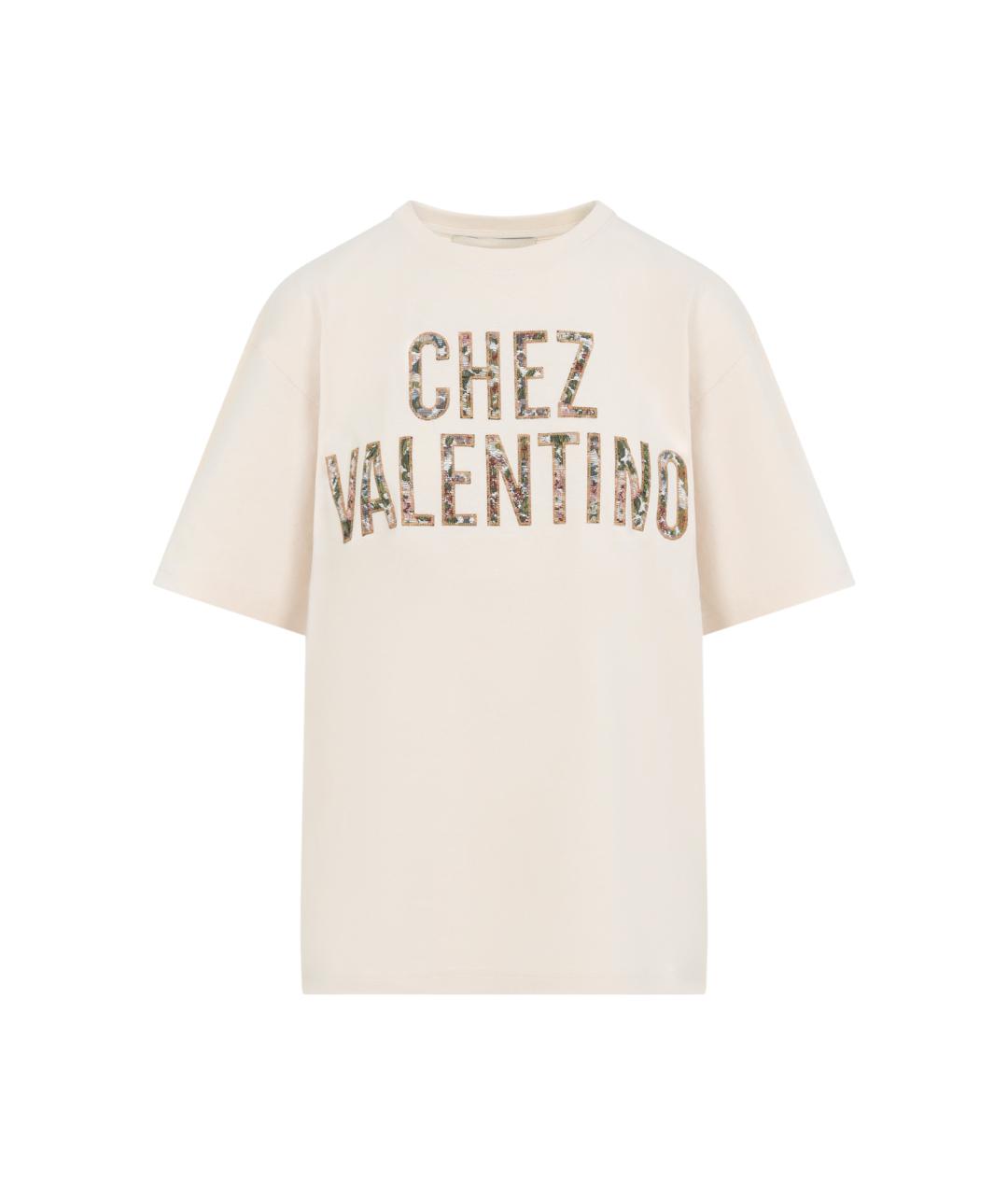 VALENTINO Бежевая хлопковая футболка, фото 1
