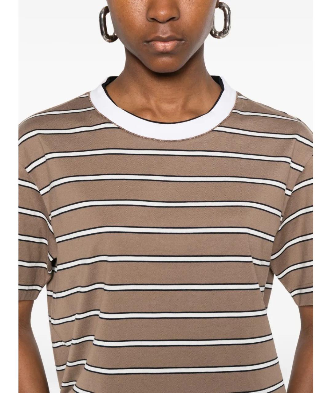 BRUNELLO CUCINELLI Бежевая хлопковая футболка, фото 5