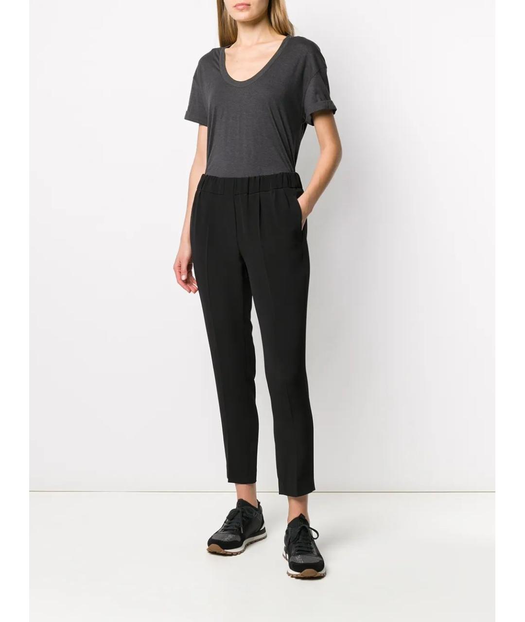 BRUNELLO CUCINELLI Черные ацетатные брюки узкие, фото 2