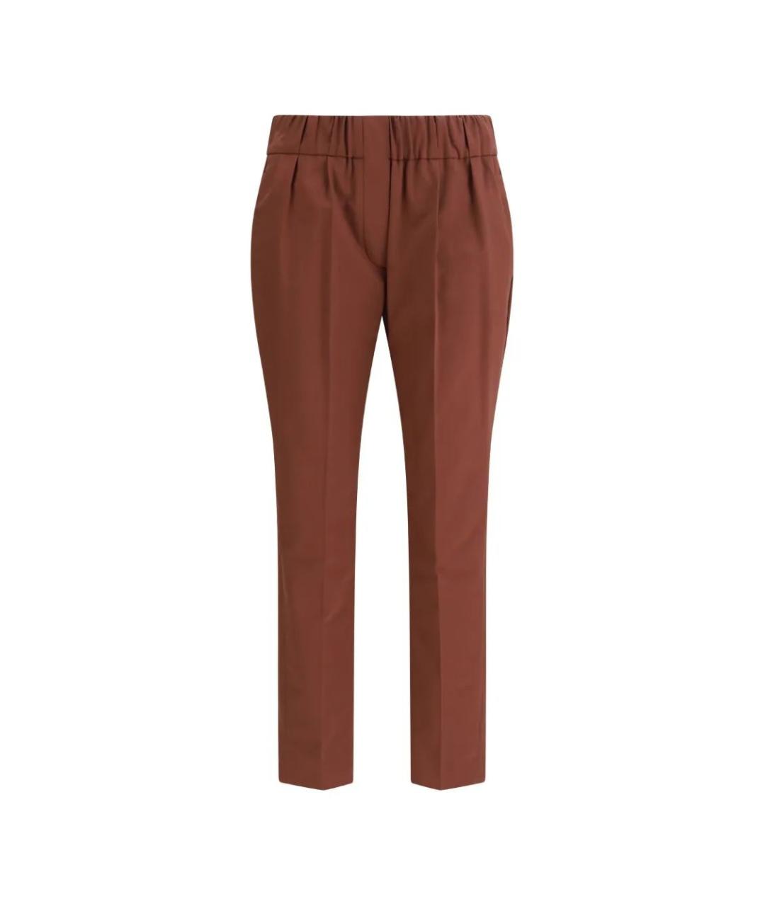BRUNELLO CUCINELLI Коричневые хлопковые брюки узкие, фото 1