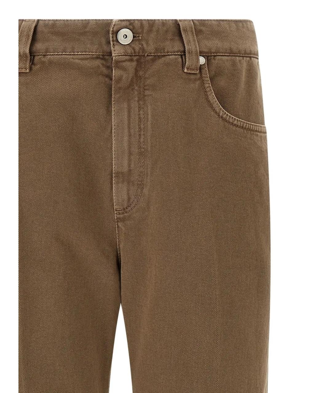 BRUNELLO CUCINELLI Коричневые хлопковые прямые джинсы, фото 3