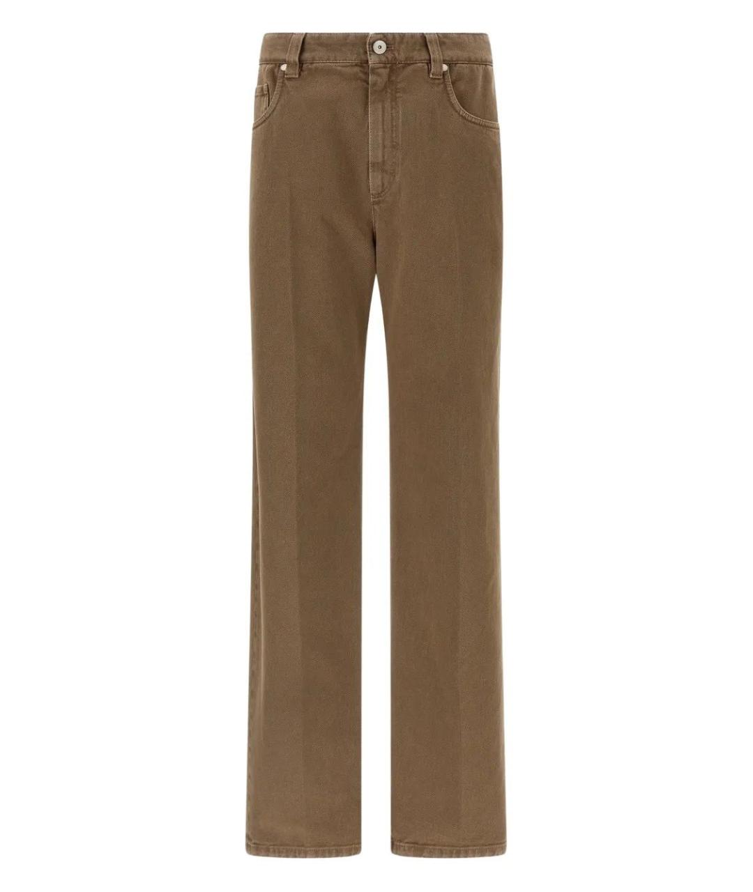 BRUNELLO CUCINELLI Коричневые хлопковые прямые джинсы, фото 1