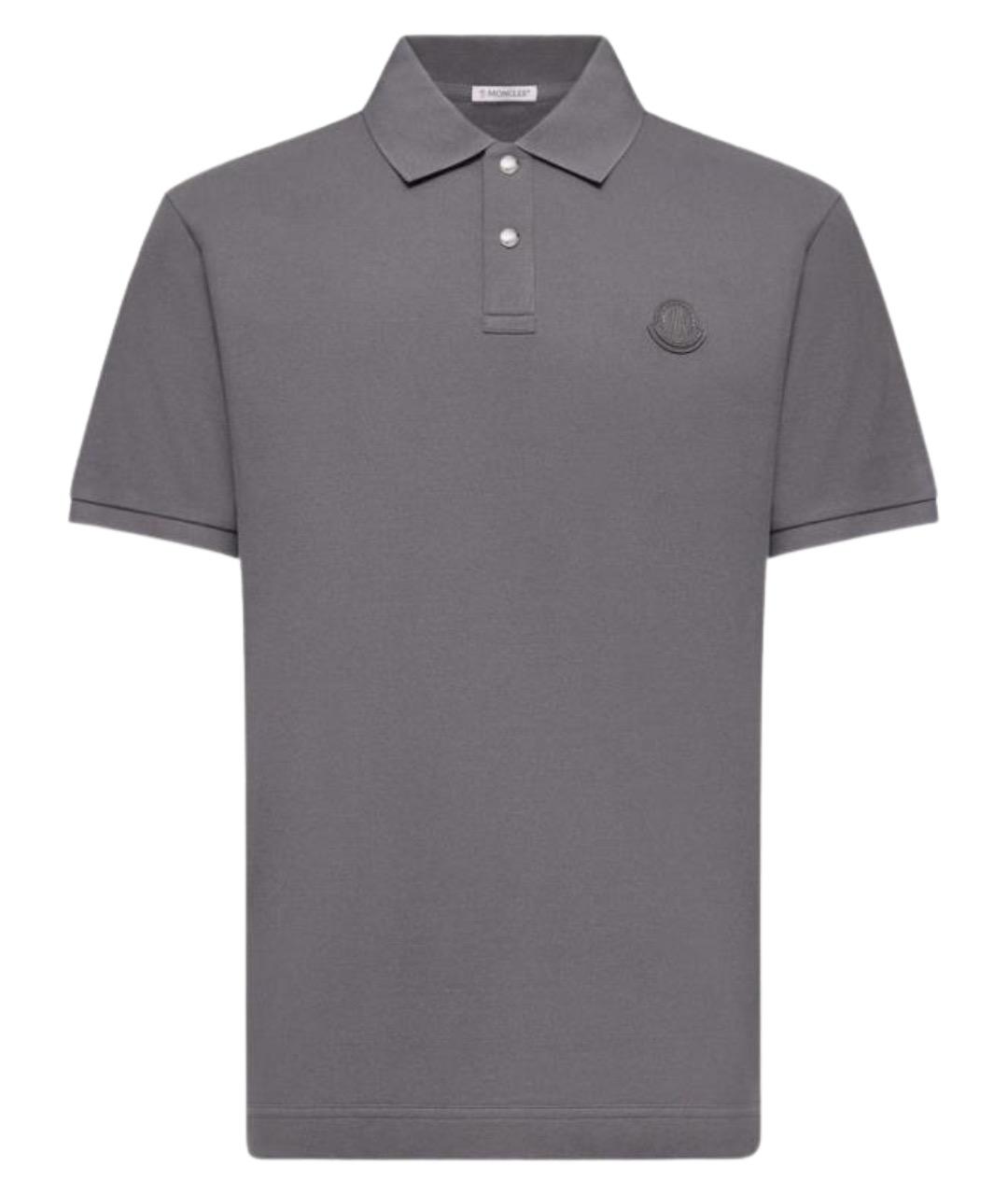 MONCLER Серое хлопковое поло с коротким рукавом, фото 1