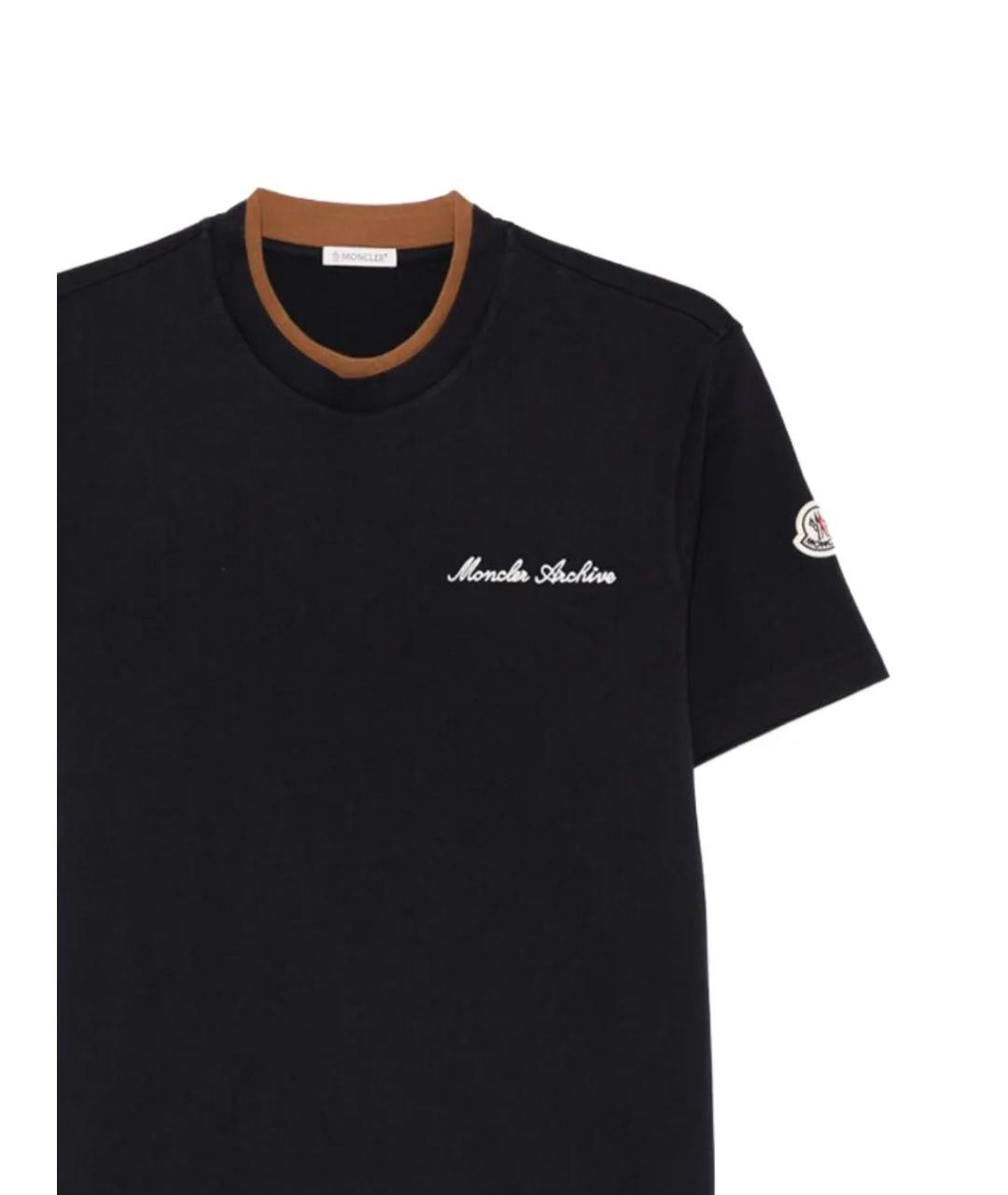 MONCLER Черная хлопковая футболка, фото 2