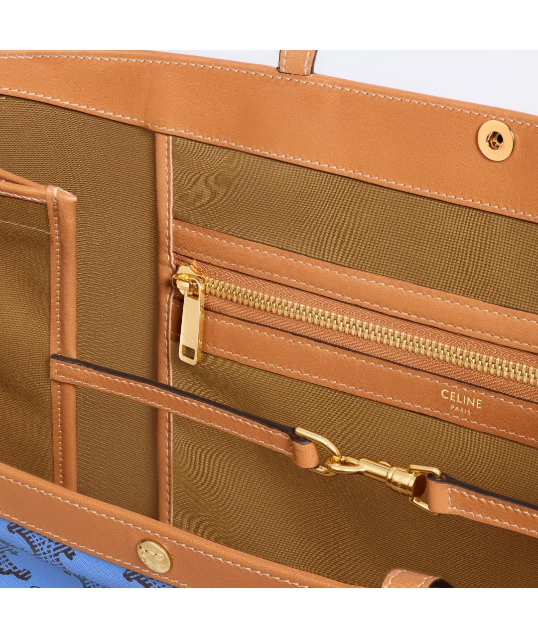 CELINE Голубая тканевая сумка тоут, фото 4