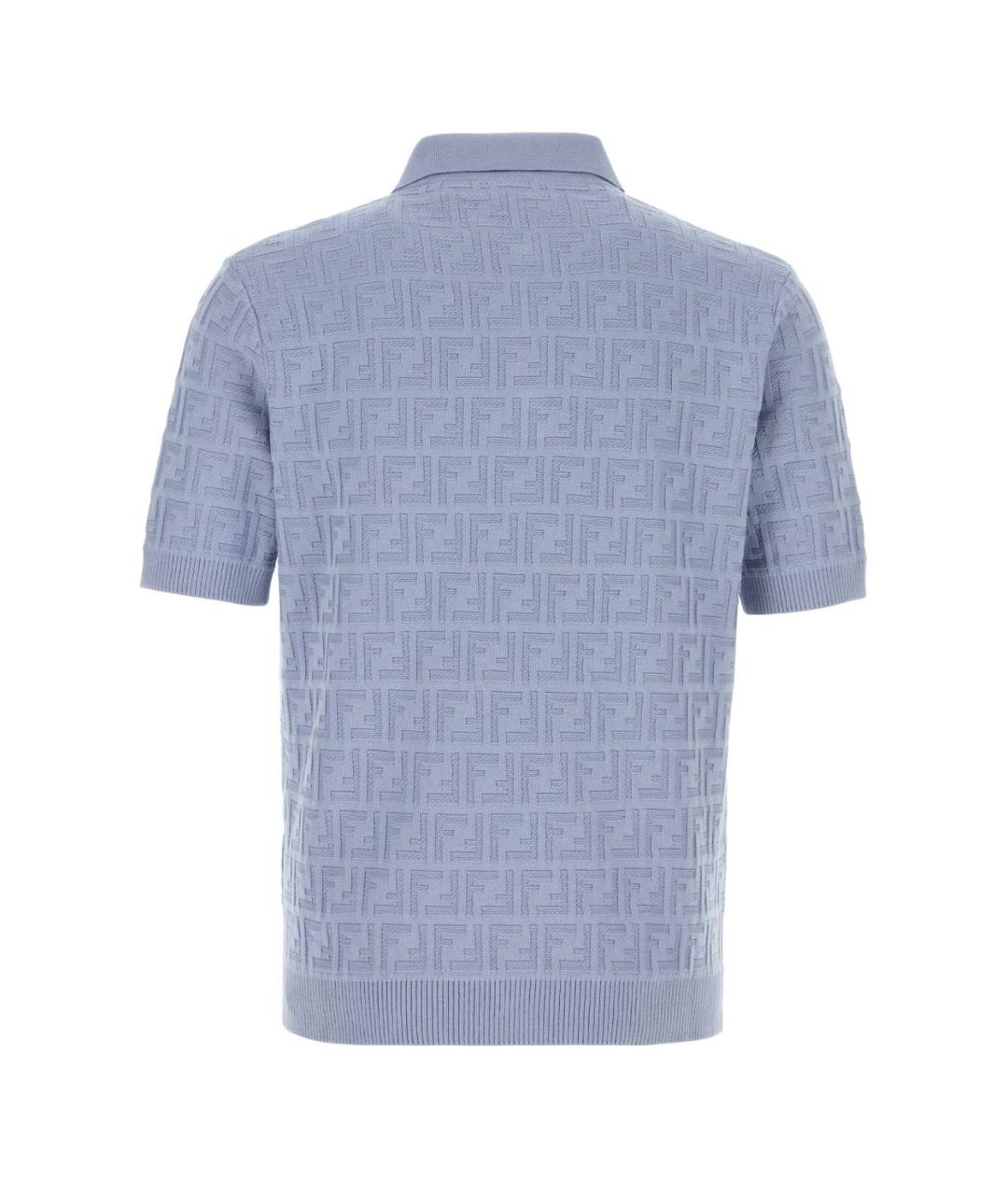 FENDI Голубое хлопковое поло с коротким рукавом, фото 2