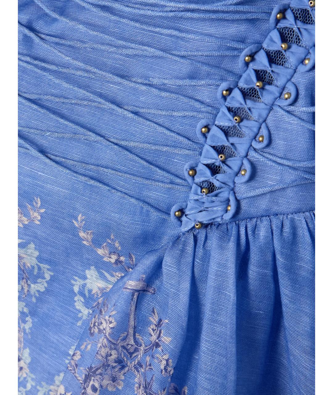 ZIMMERMANN Голубое льняное повседневное платье, фото 5