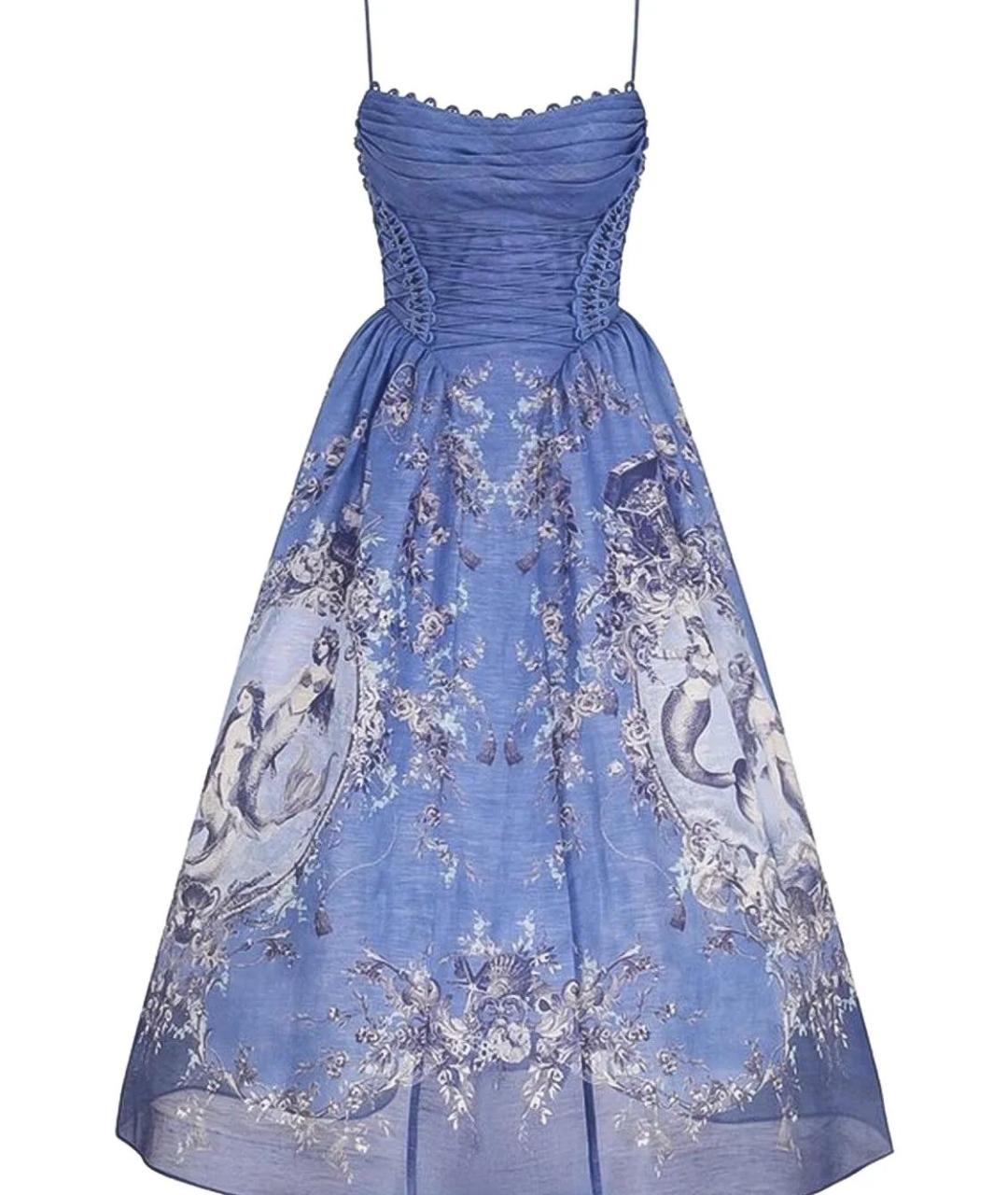 ZIMMERMANN Голубое льняное повседневное платье, фото 2