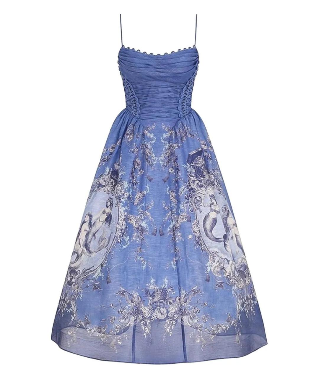 ZIMMERMANN Голубое льняное повседневное платье, фото 1