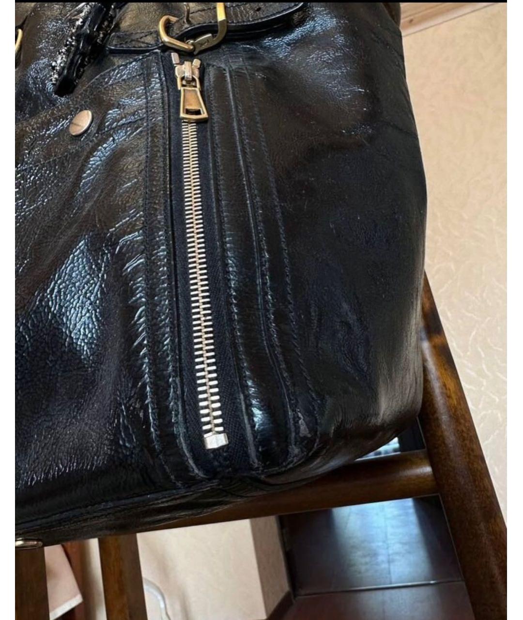 SAINT LAURENT Черная кожаная сумка с короткими ручками, фото 4