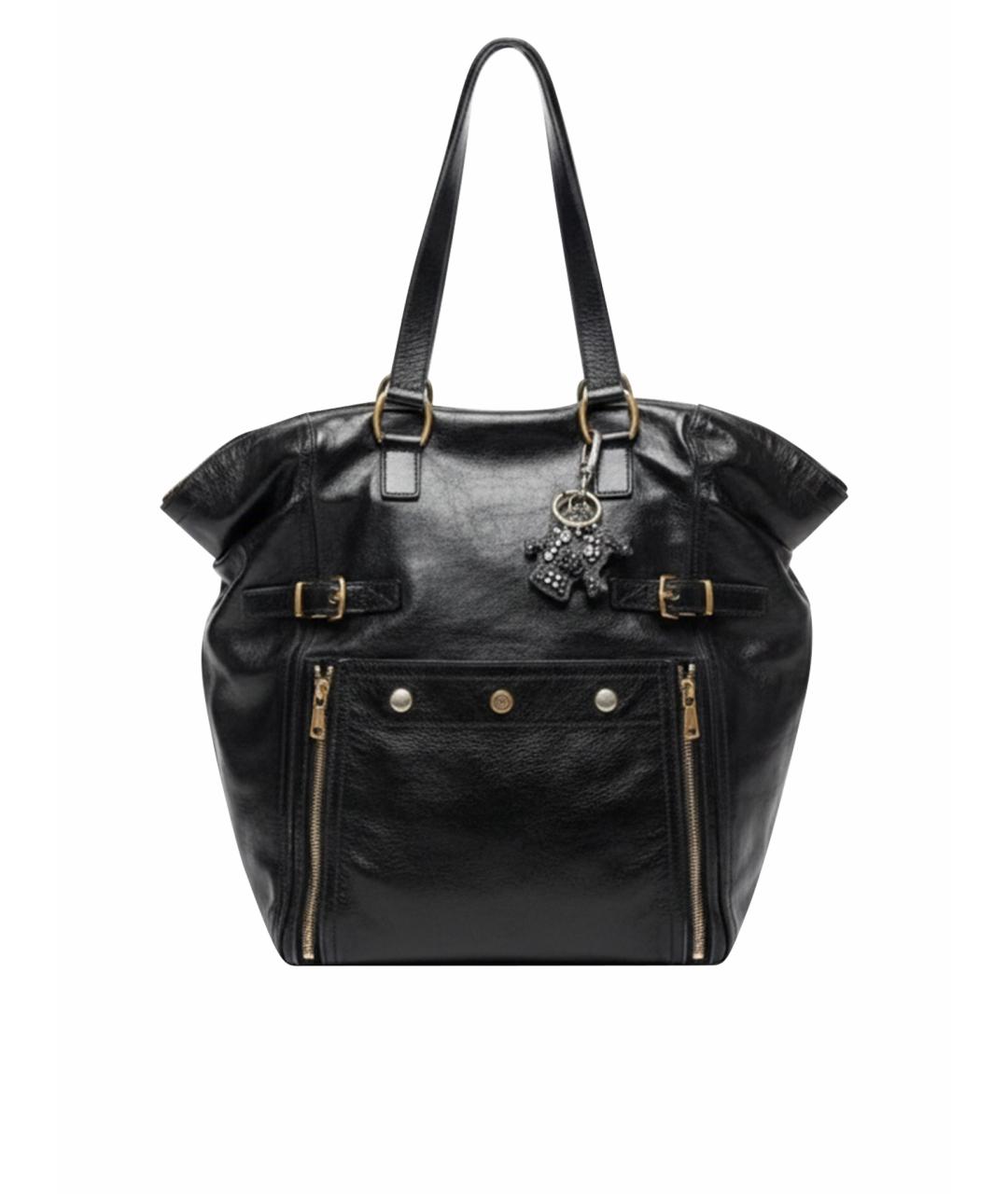 SAINT LAURENT Черная кожаная сумка с короткими ручками, фото 1