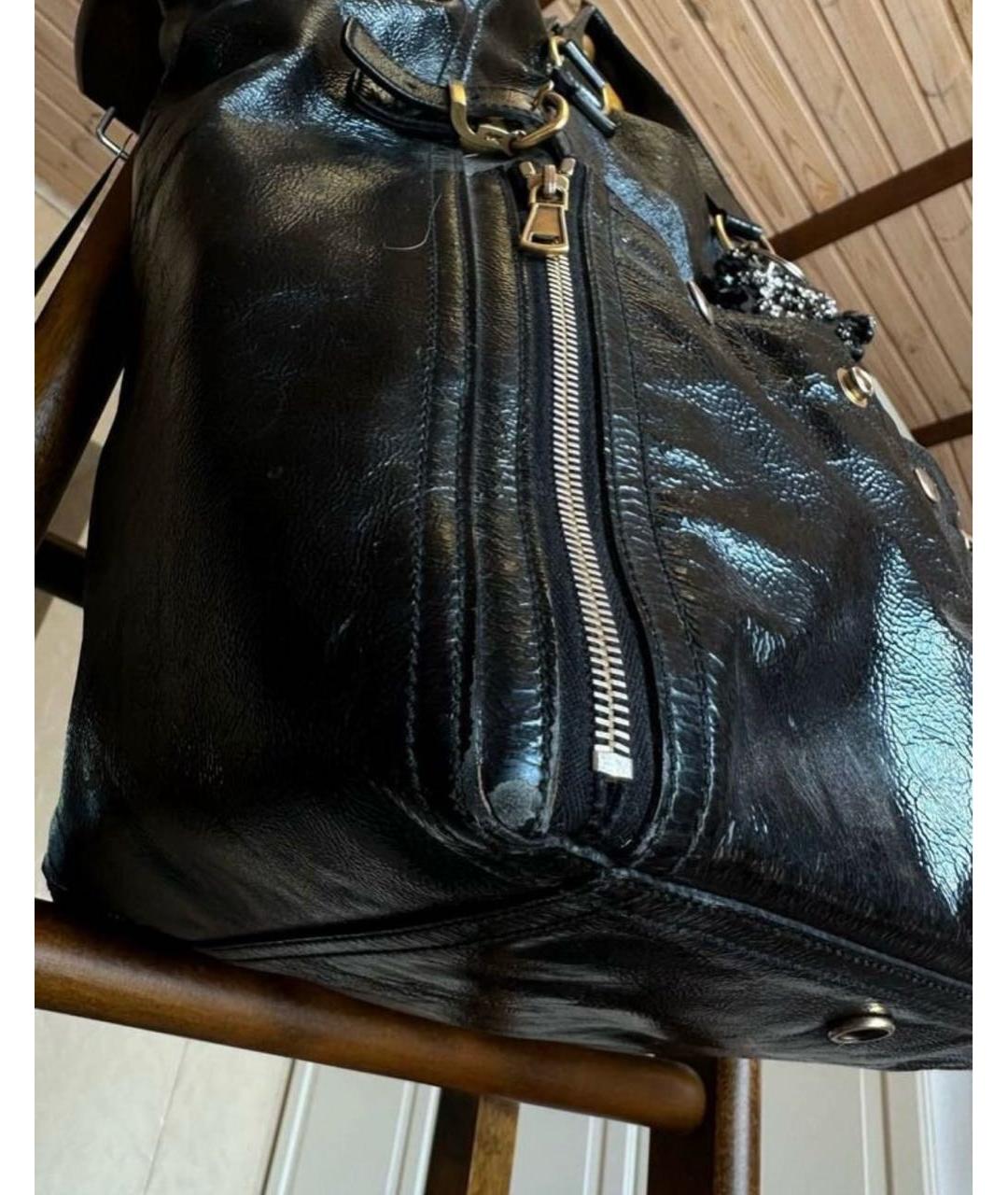 SAINT LAURENT Черная кожаная сумка с короткими ручками, фото 5