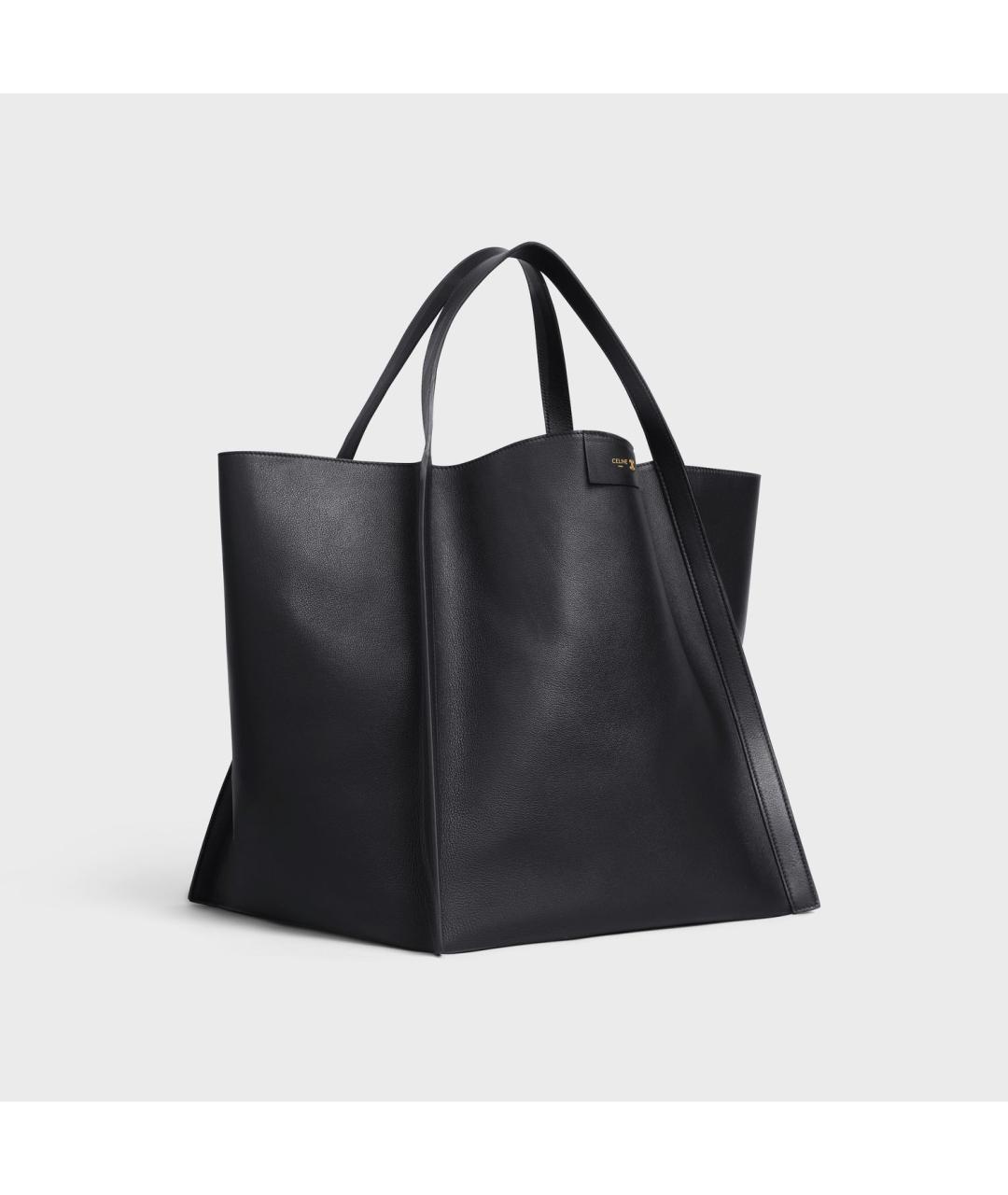CELINE Черная кожаная сумка тоут, фото 2
