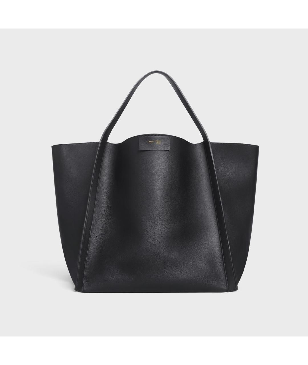 CELINE Черная кожаная сумка тоут, фото 6