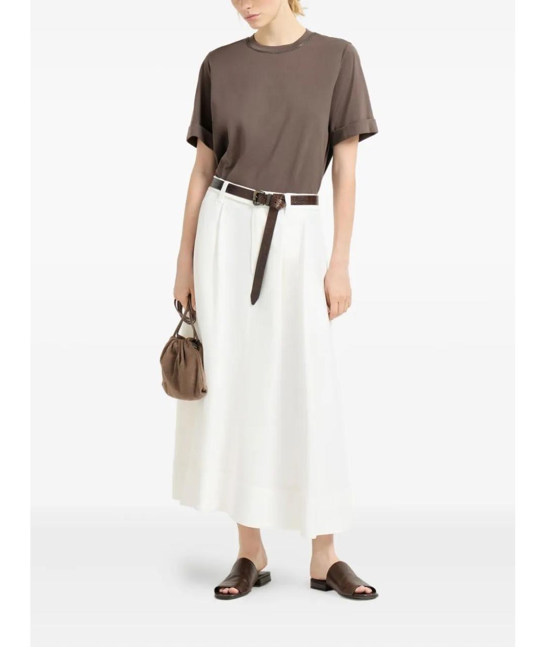 BRUNELLO CUCINELLI Коричневая хлопковая футболка, фото 2