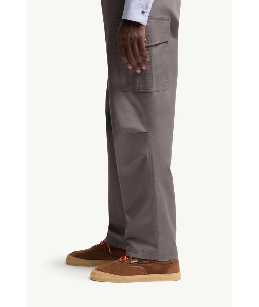 MONCLER Антрацитовые хлопковые повседневные брюки, фото 2