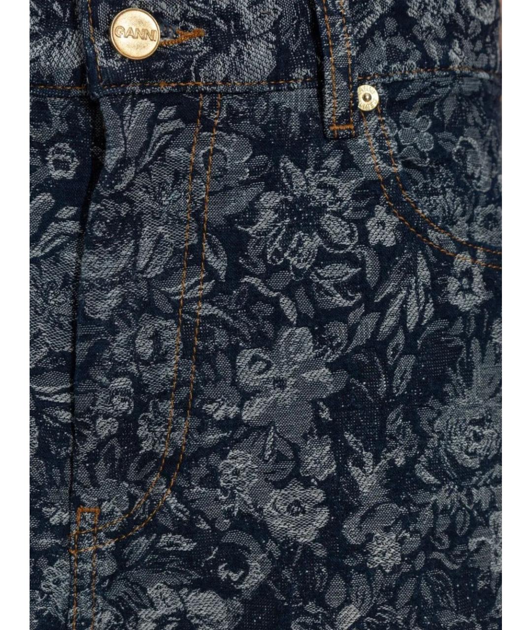 GANNI Синие хлопковые прямые джинсы, фото 4