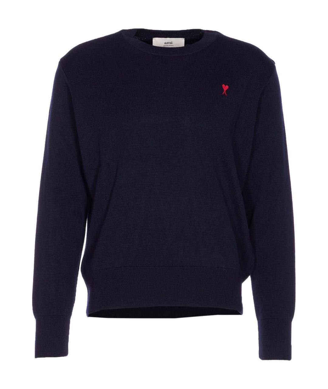 Ami Paris Темно-синий шерстяной джемпер / свитер, фото 1
