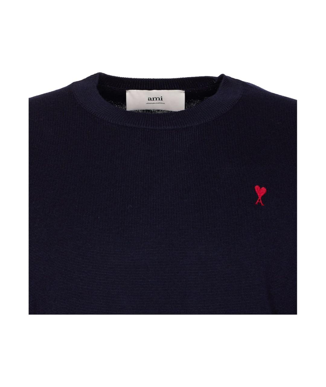 Ami Paris Темно-синий шерстяной джемпер / свитер, фото 4