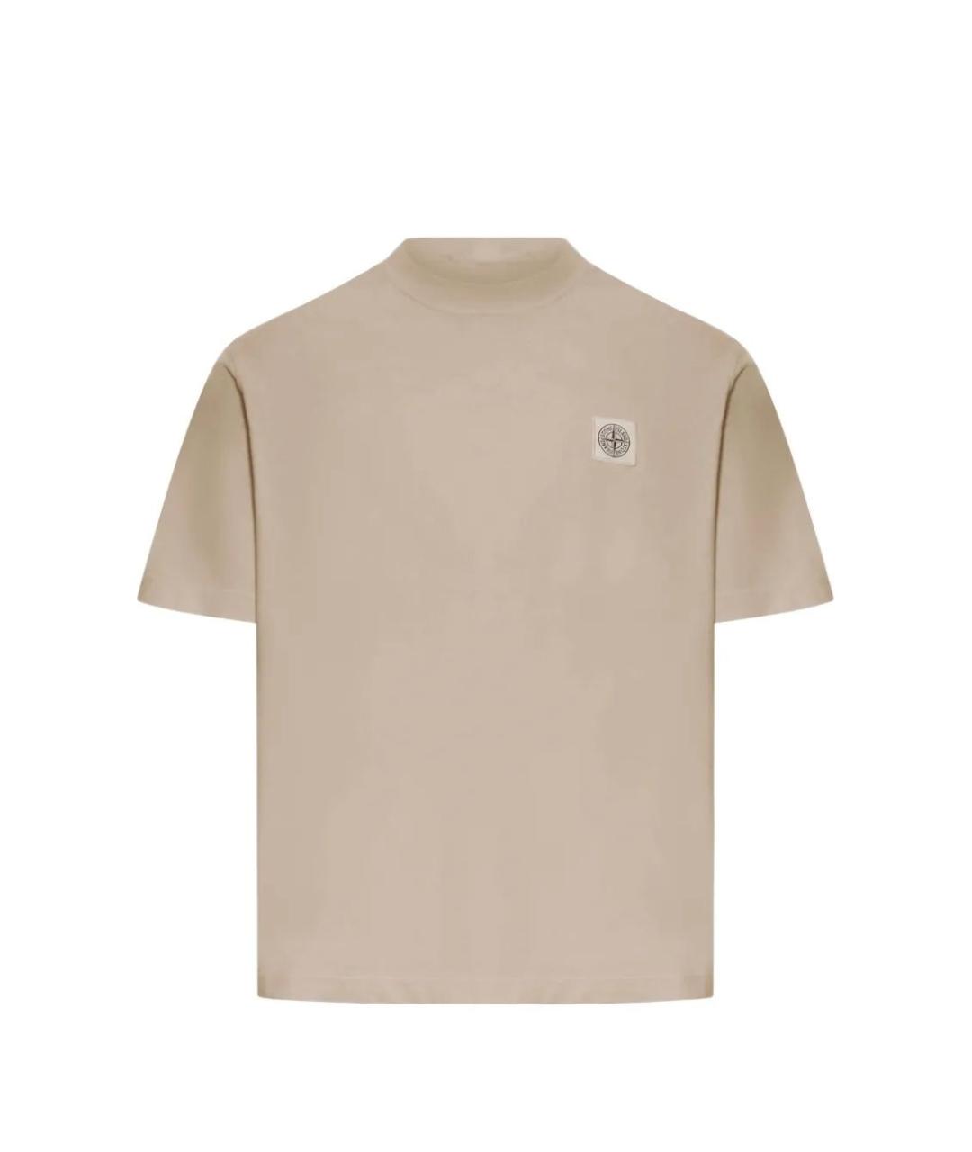 STONE ISLAND Бежевая хлопковая футболка, фото 1