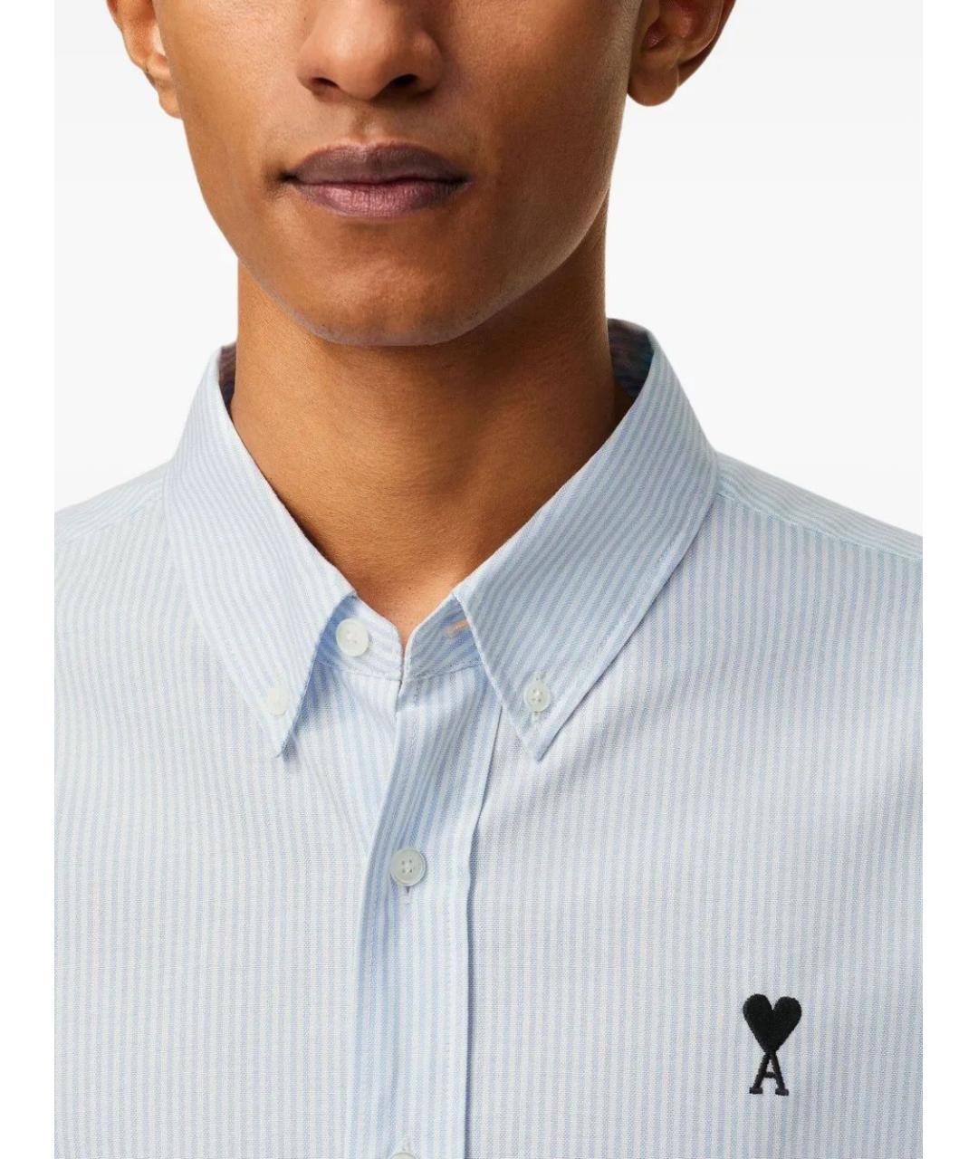 Ami Paris Голубая хлопковая кэжуал рубашка, фото 5