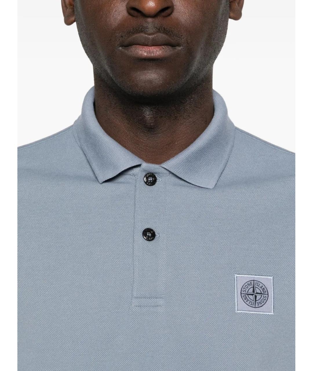 STONE ISLAND Синее хлопковое поло с коротким рукавом, фото 5