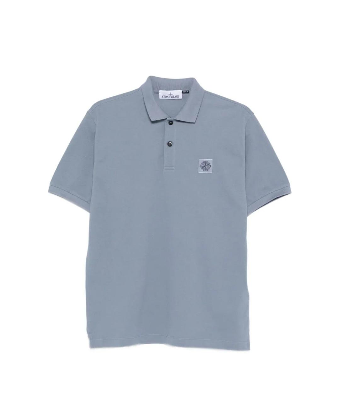 STONE ISLAND Синее хлопковое поло с коротким рукавом, фото 1