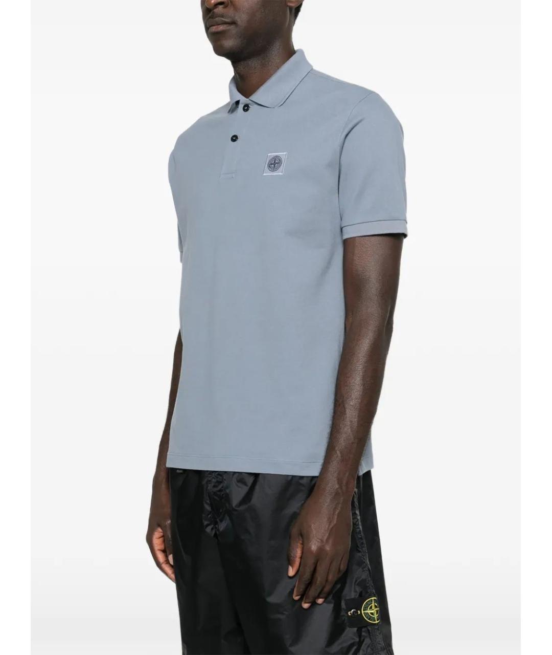 STONE ISLAND Синее хлопковое поло с коротким рукавом, фото 3