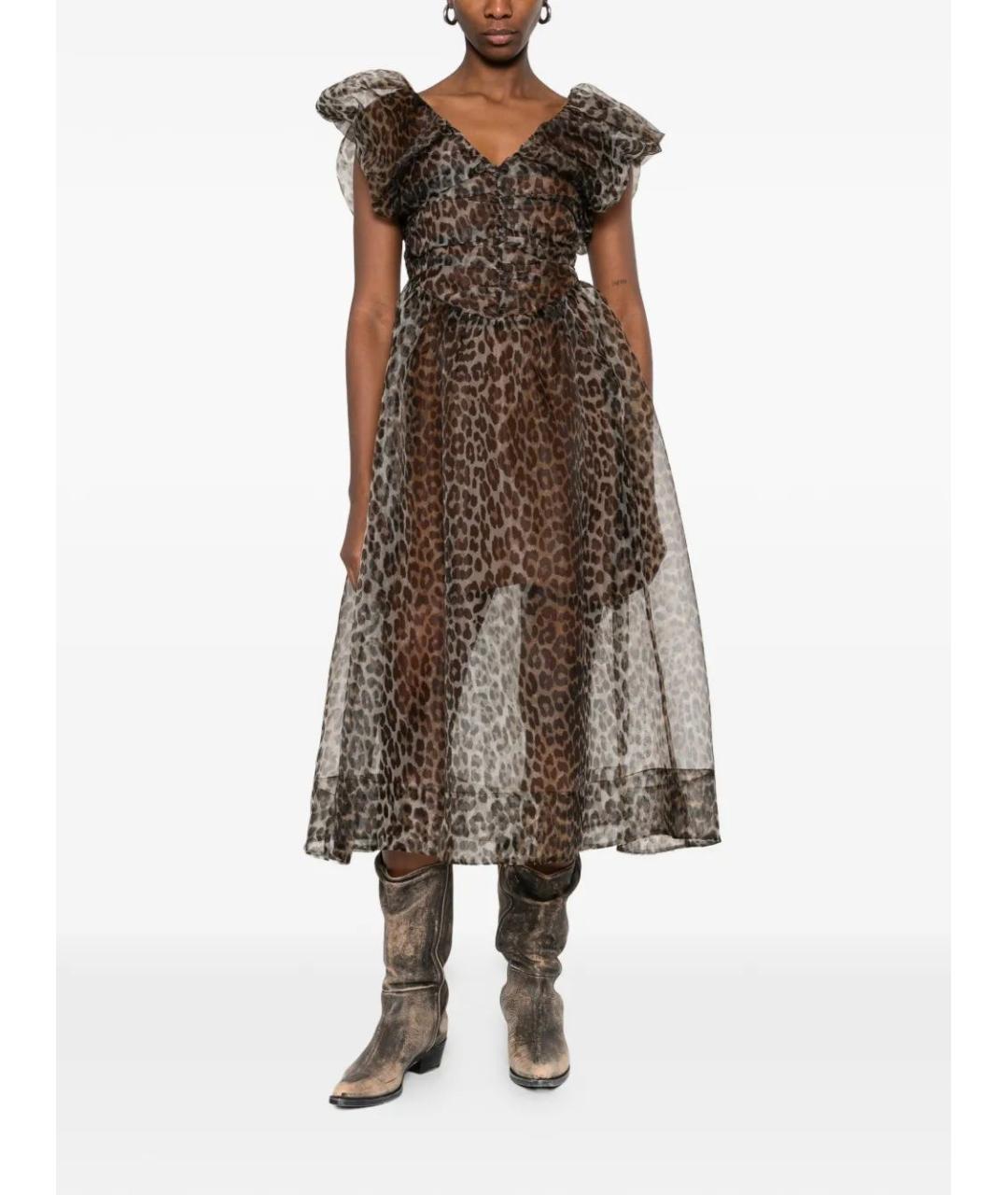 GANNI Мульти полиэстеровое повседневное платье, фото 2