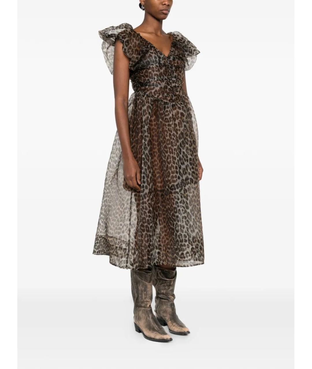 GANNI Мульти полиэстеровое повседневное платье, фото 3