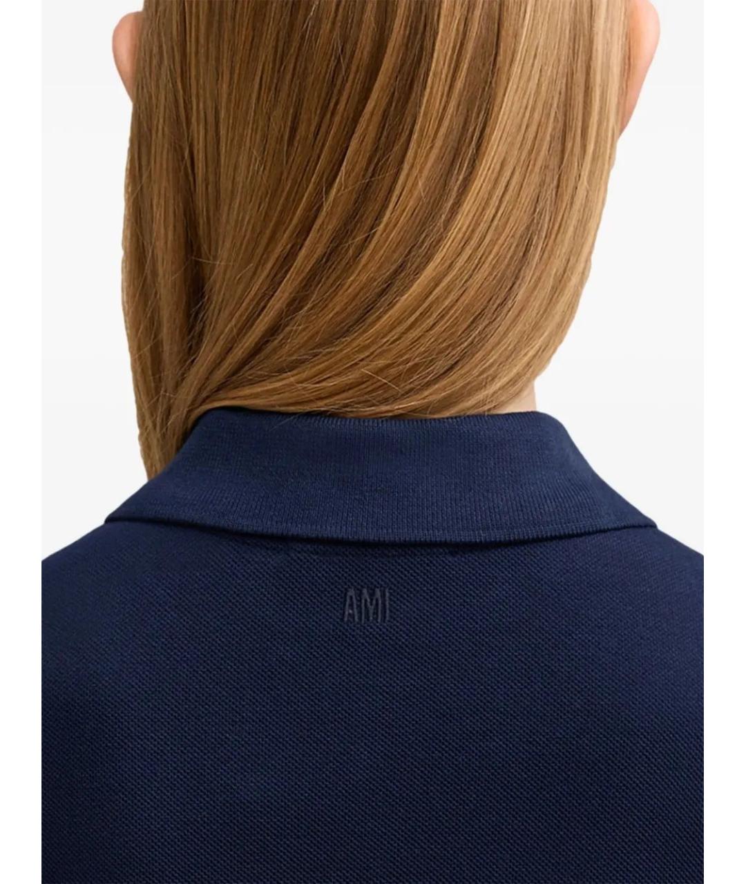 Ami Paris Синее хлопковое поло с коротким рукавом, фото 5