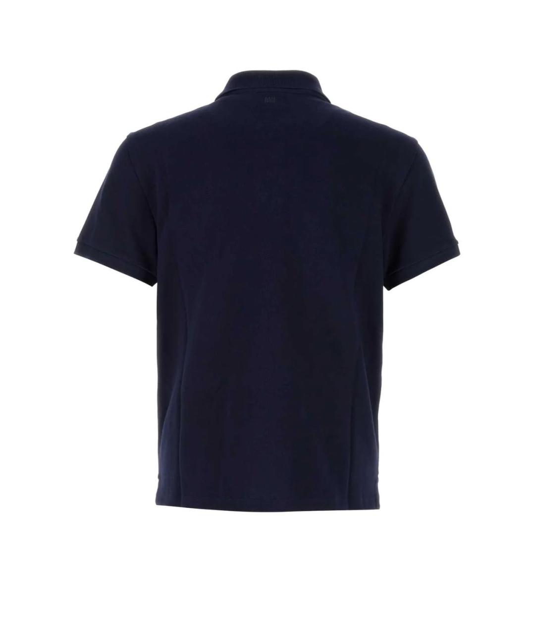 Ami Paris Синее хлопковое поло с коротким рукавом, фото 2