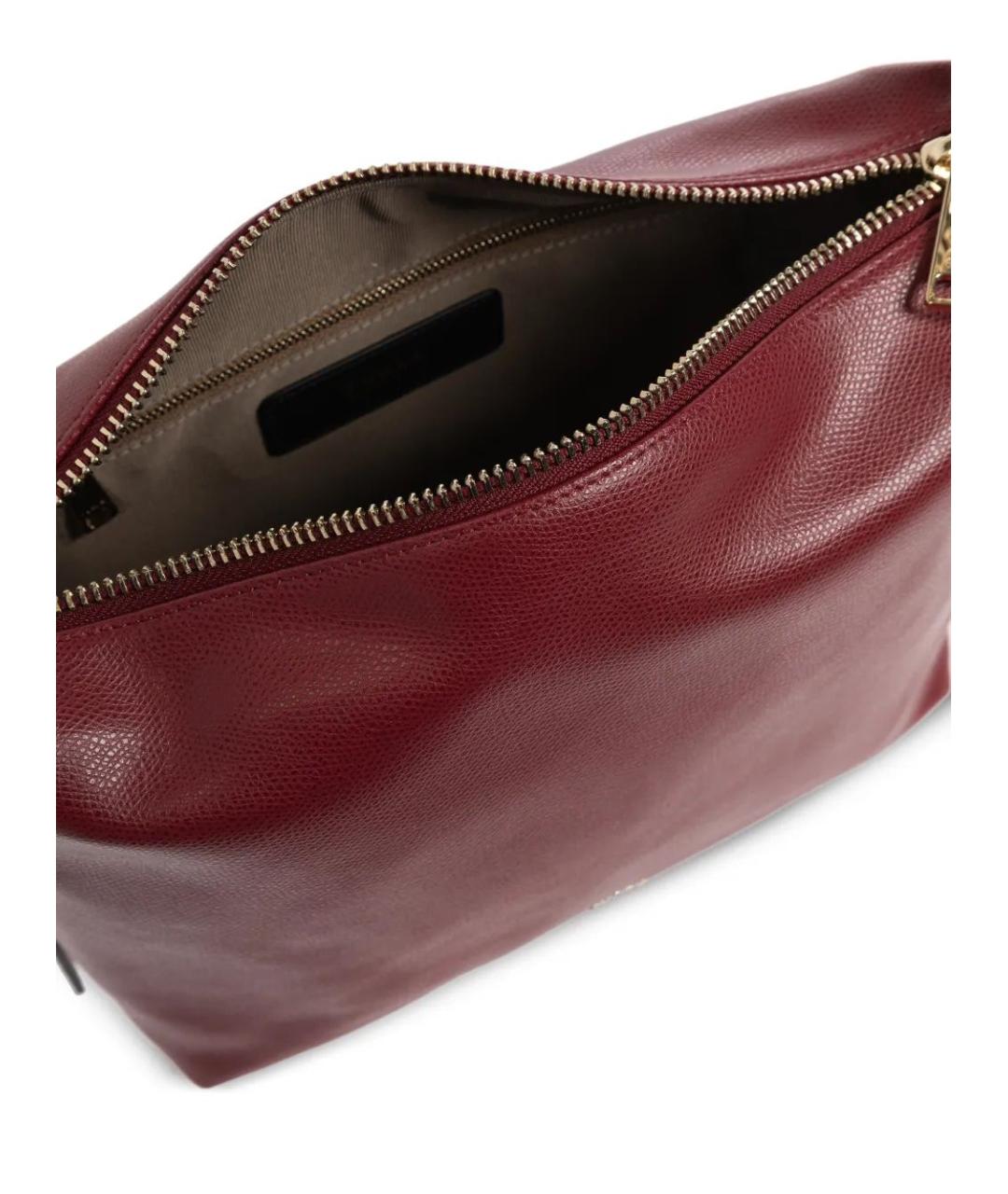 FURLA Бордовая кожаная сумка с короткими ручками, фото 5