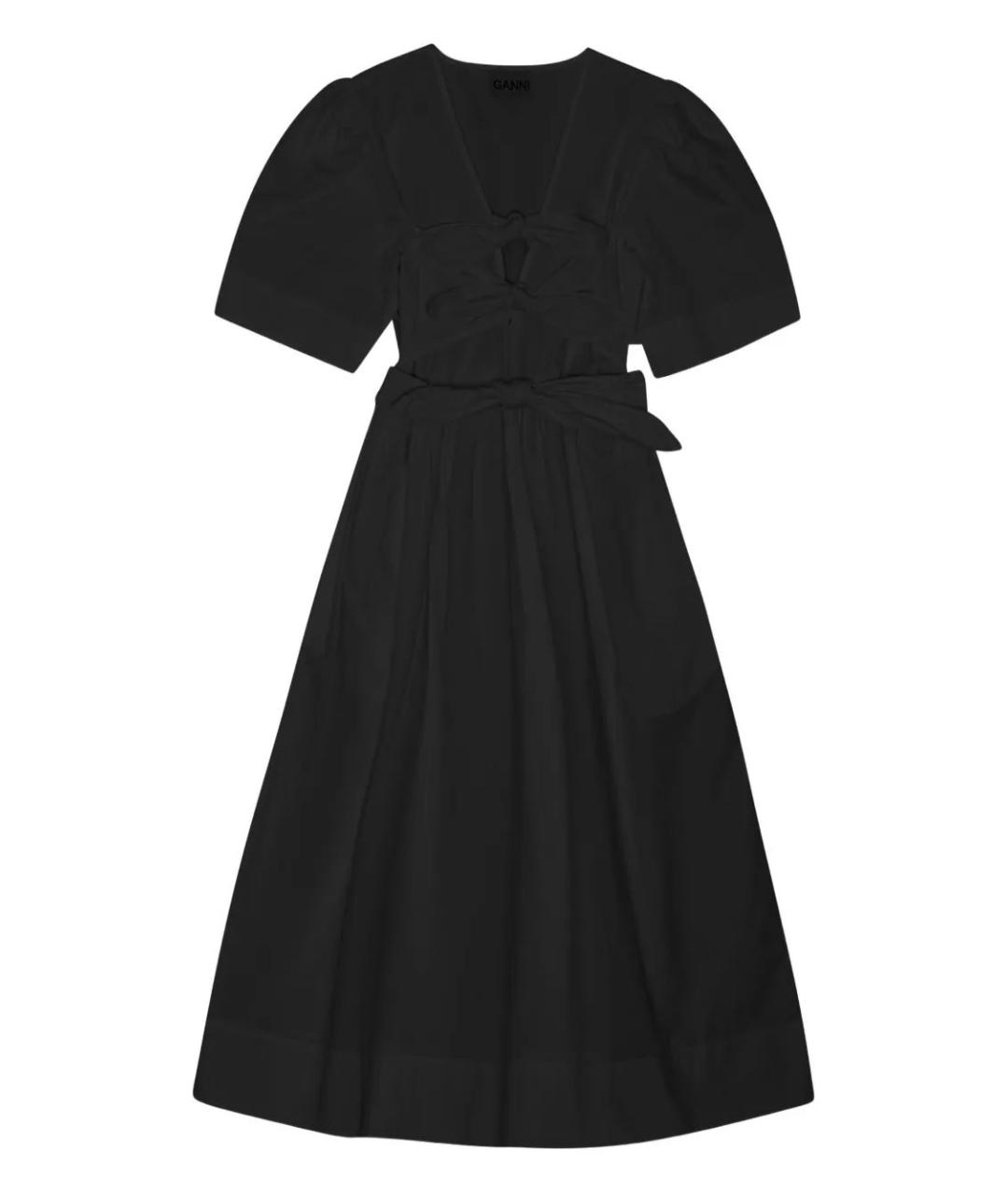 GANNI Черное хлопковое повседневное платье, фото 1