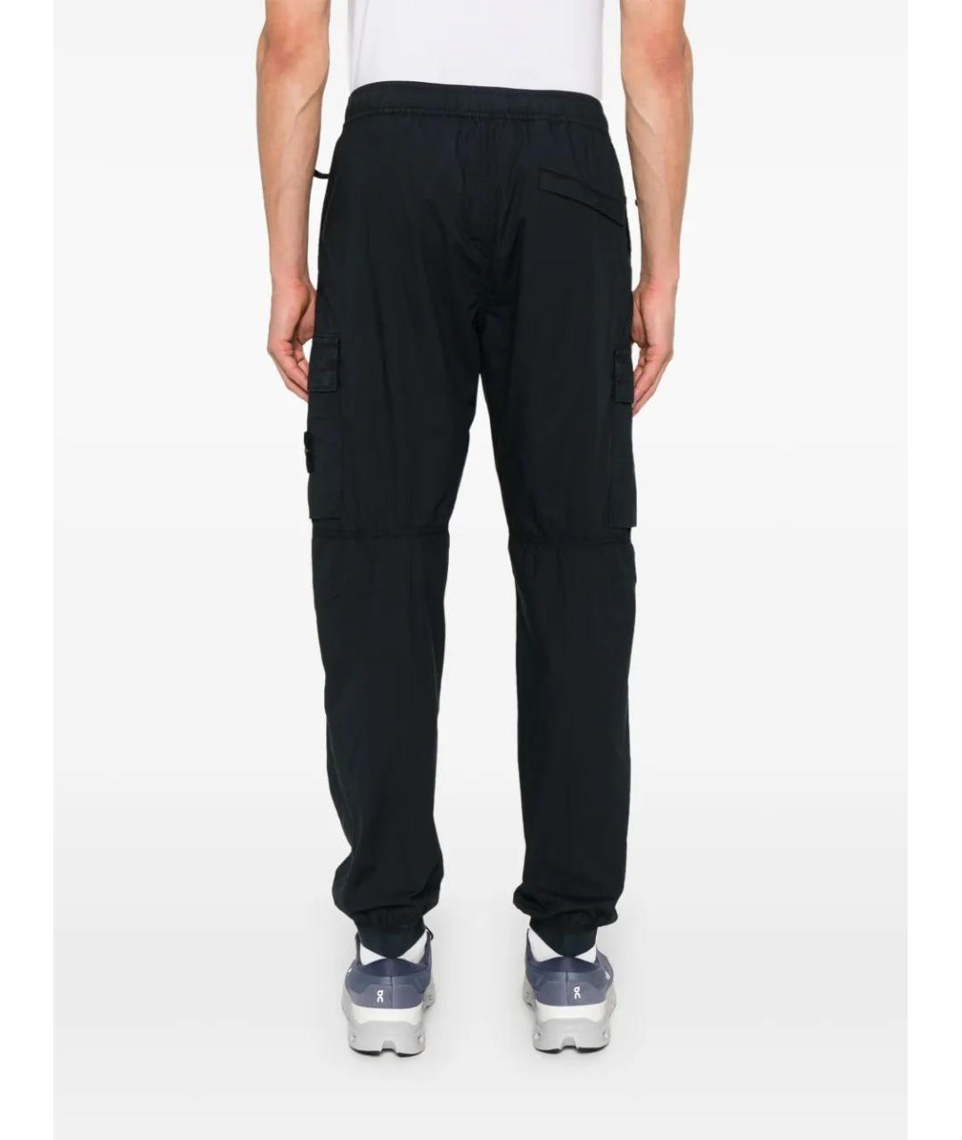 STONE ISLAND Темно-синие хлопковые повседневные брюки, фото 4