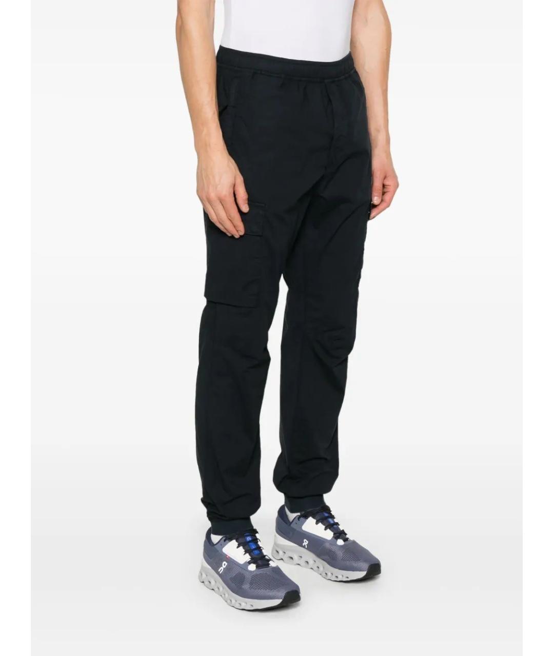 STONE ISLAND Темно-синие хлопковые повседневные брюки, фото 3