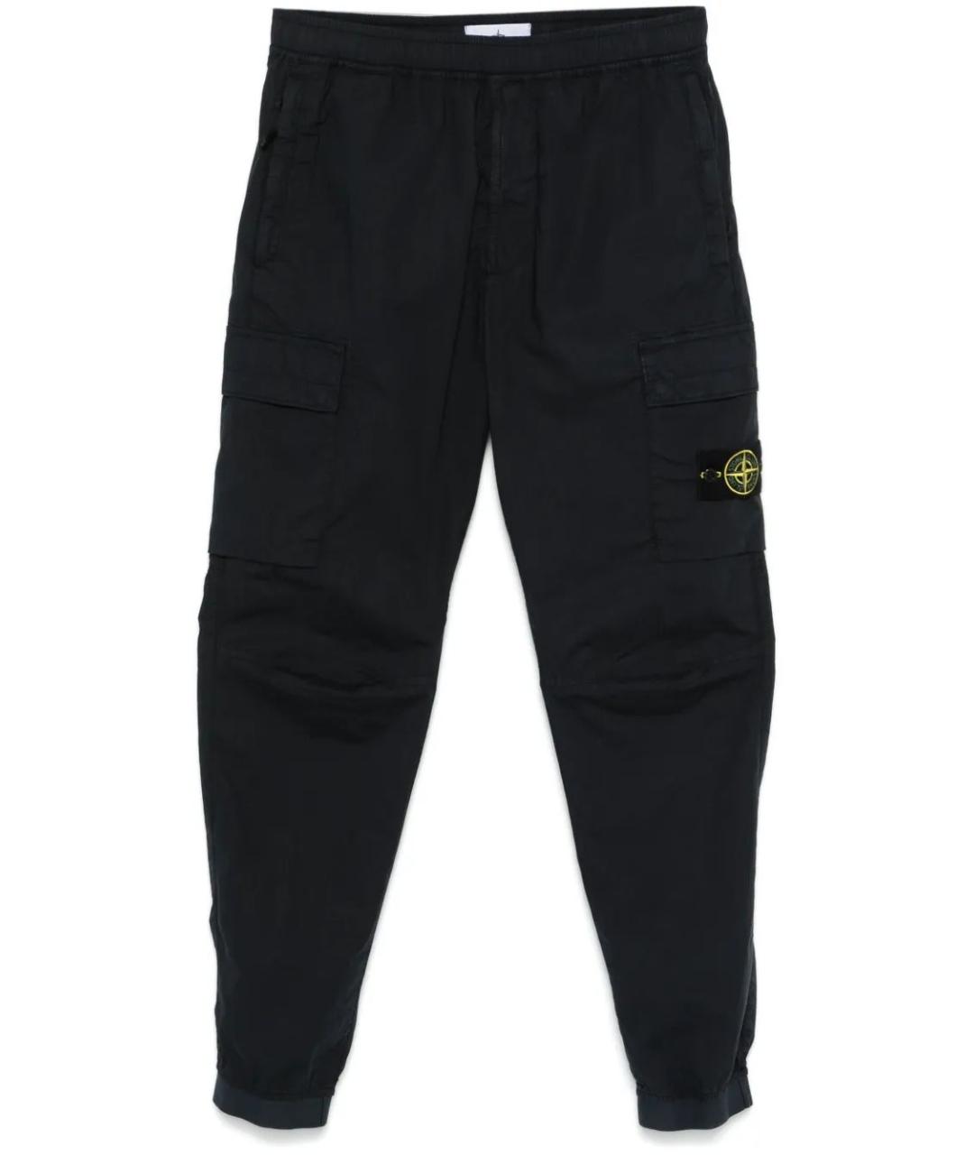 STONE ISLAND Темно-синие хлопковые повседневные брюки, фото 1