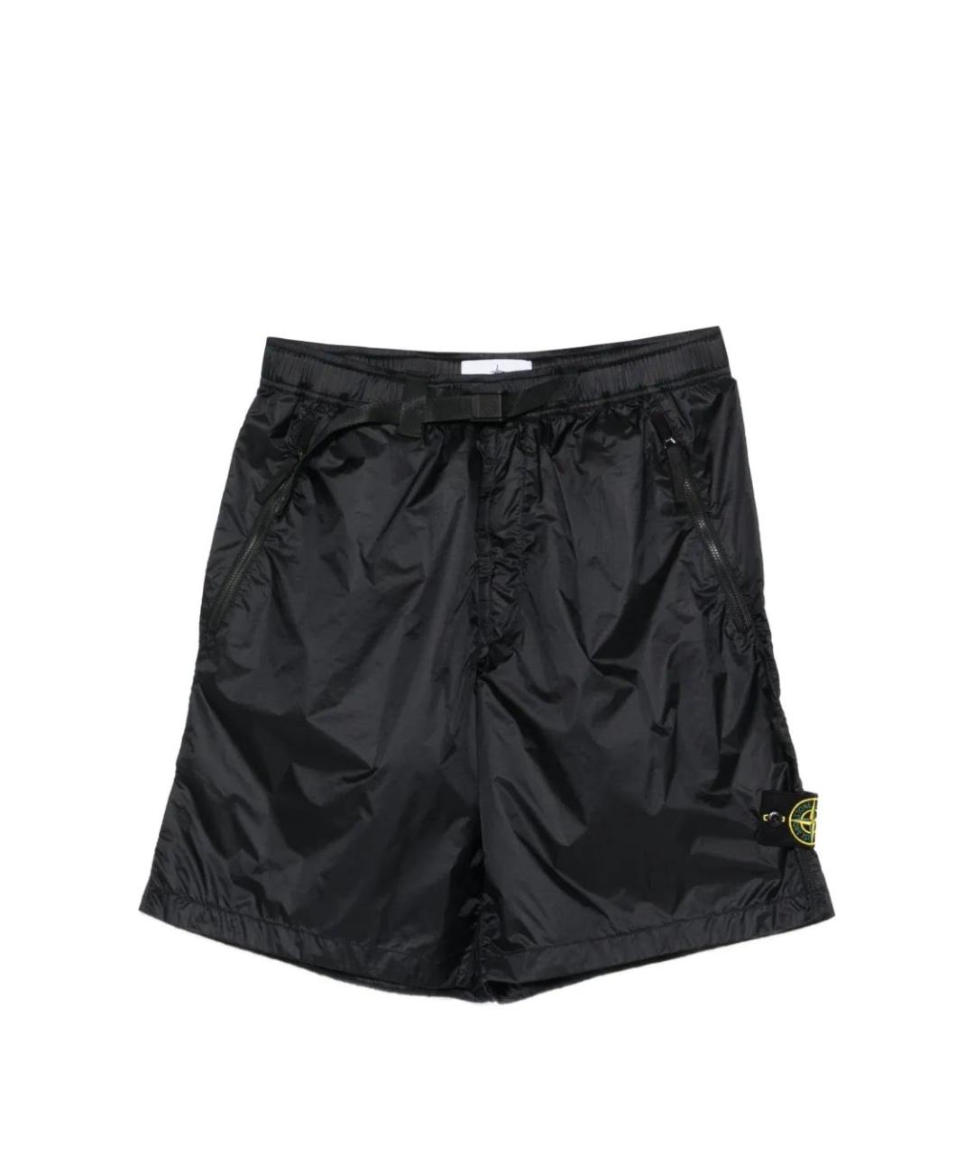 STONE ISLAND Темно-синие полиамидовые шорты, фото 1